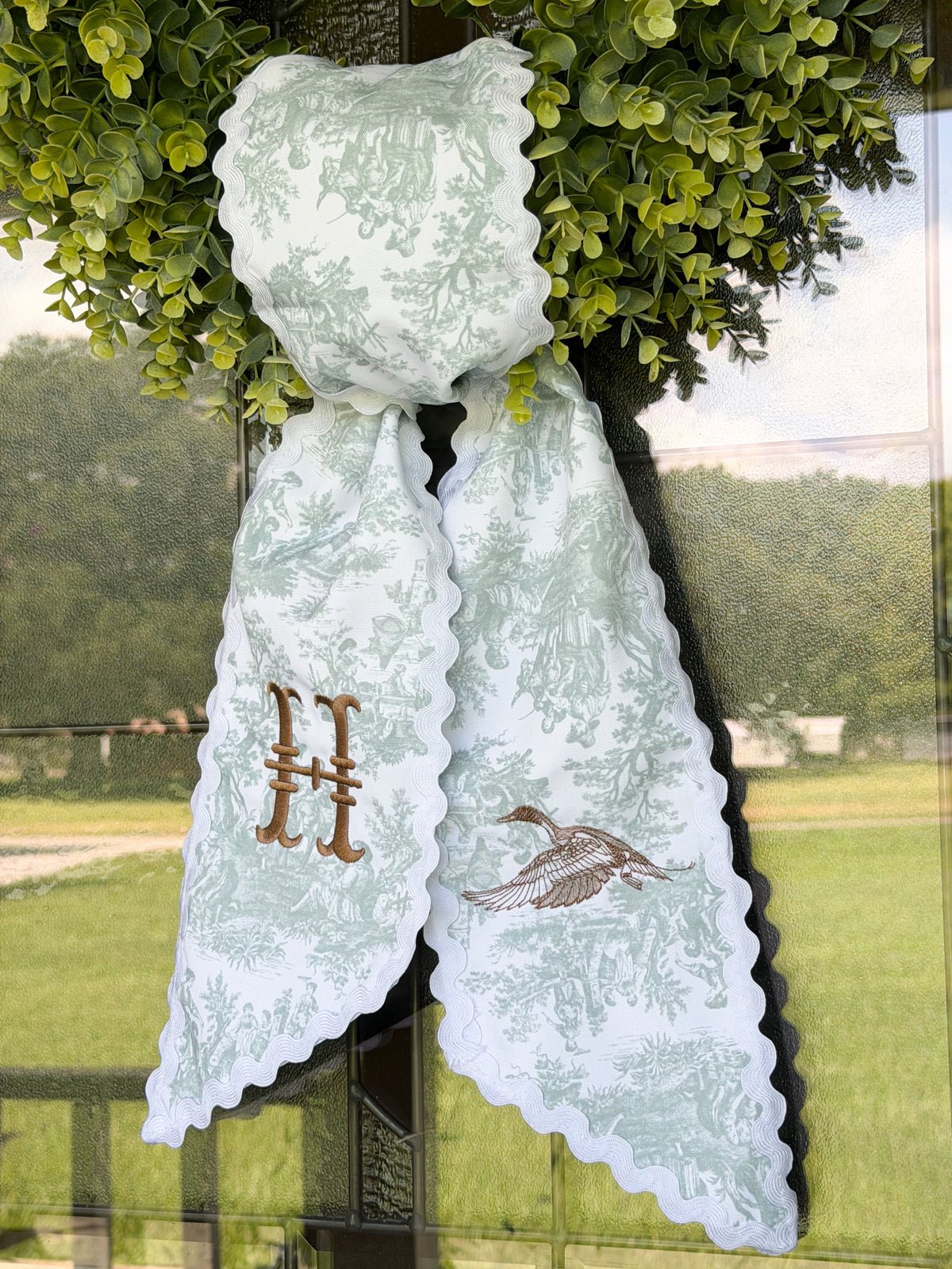 Pintail Toile Wreath Sash PREORDER