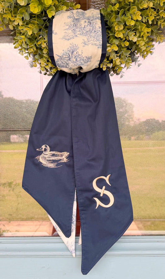 Navy Mallard Wreath Sash PREORDER